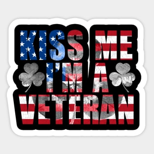 Kiss Me I'm A Veteran St Patricks Day Irish Patriotic USA Sticker